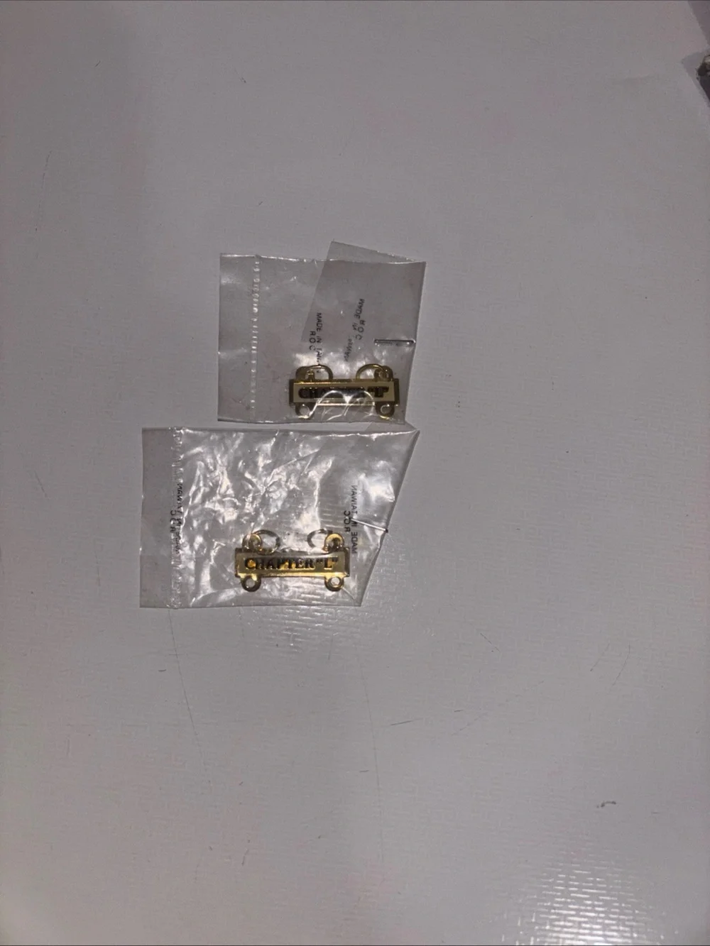 VTG GWRRA Motorcycle Chapter L Gold Tone Hanging Bar Vest Pin NOS New Pack of 2